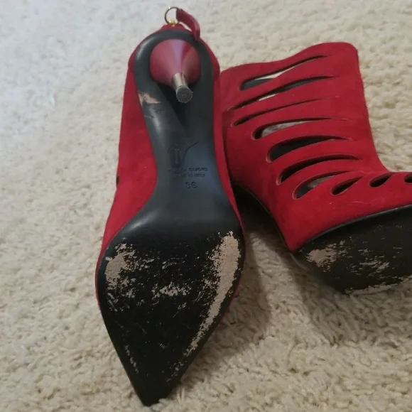 Giuseppe Zanotti Red suede Cage ankle bootie - Picture 7 of 8